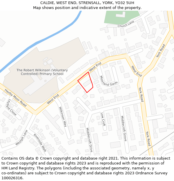 CALDIE, WEST END, STRENSALL, YORK, YO32 5UH: Location map and indicative extent of plot