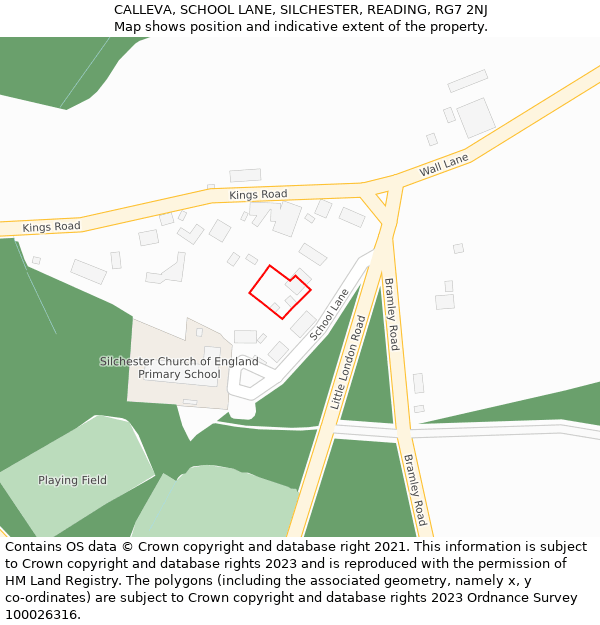 CALLEVA, SCHOOL LANE, SILCHESTER, READING, RG7 2NJ: Location map and indicative extent of plot