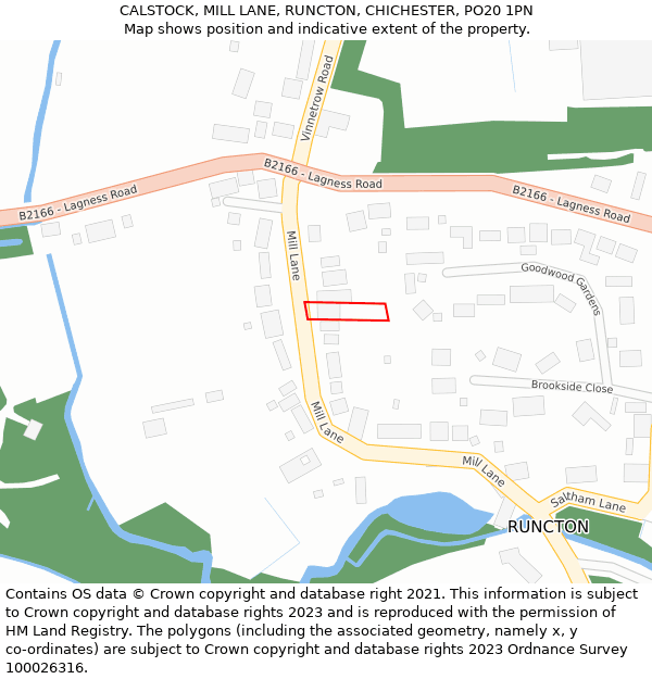 CALSTOCK, MILL LANE, RUNCTON, CHICHESTER, PO20 1PN: Location map and indicative extent of plot