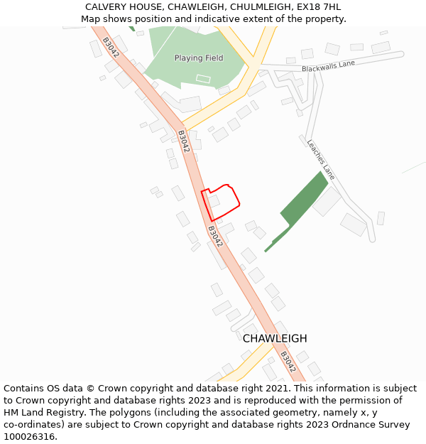 CALVERY HOUSE, CHAWLEIGH, CHULMLEIGH, EX18 7HL: Location map and indicative extent of plot