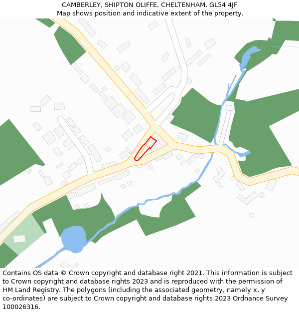 CAMBERLEY, SHIPTON OLIFFE, CHELTENHAM, GL54 4JF: Location map and indicative extent of plot