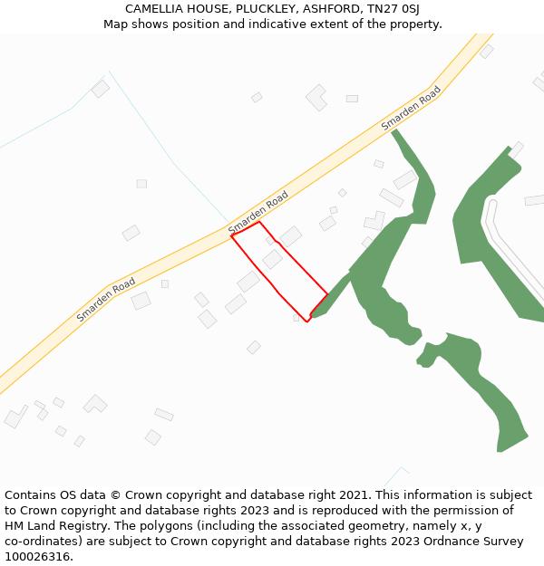 CAMELLIA HOUSE, PLUCKLEY, ASHFORD, TN27 0SJ: Location map and indicative extent of plot