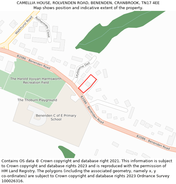 CAMELLIA HOUSE, ROLVENDEN ROAD, BENENDEN, CRANBROOK, TN17 4EE: Location map and indicative extent of plot