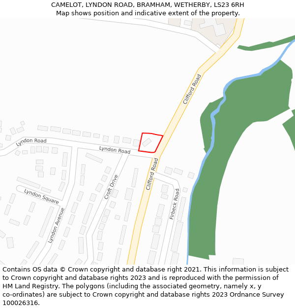 CAMELOT, LYNDON ROAD, BRAMHAM, WETHERBY, LS23 6RH: Location map and indicative extent of plot