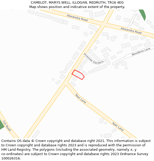 CAMELOT, MARYS WELL, ILLOGAN, REDRUTH, TR16 4EG: Location map and indicative extent of plot