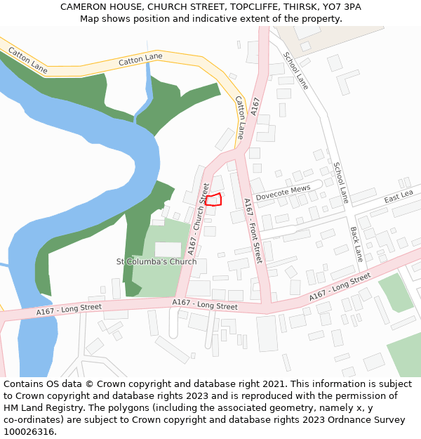 CAMERON HOUSE, CHURCH STREET, TOPCLIFFE, THIRSK, YO7 3PA: Location map and indicative extent of plot