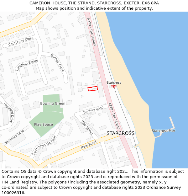 CAMERON HOUSE, THE STRAND, STARCROSS, EXETER, EX6 8PA: Location map and indicative extent of plot