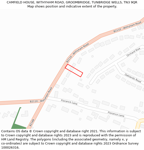 CAMFIELD HOUSE, WITHYHAM ROAD, GROOMBRIDGE, TUNBRIDGE WELLS, TN3 9QR: Location map and indicative extent of plot