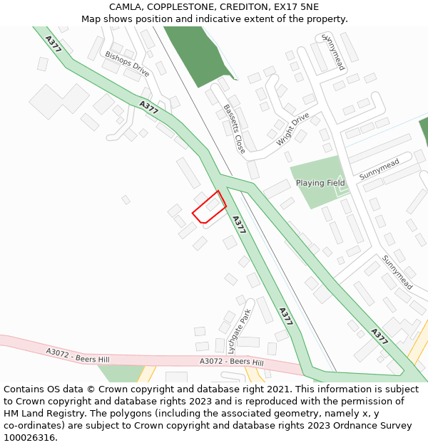 CAMLA, COPPLESTONE, CREDITON, EX17 5NE: Location map and indicative extent of plot