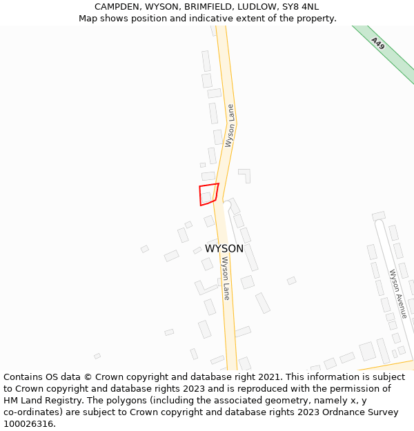 CAMPDEN, WYSON, BRIMFIELD, LUDLOW, SY8 4NL: Location map and indicative extent of plot