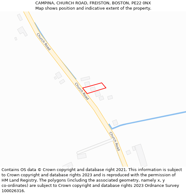 CAMPINA, CHURCH ROAD, FREISTON, BOSTON, PE22 0NX: Location map and indicative extent of plot