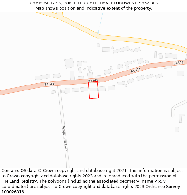 CAMROSE LASS, PORTFIELD GATE, HAVERFORDWEST, SA62 3LS: Location map and indicative extent of plot