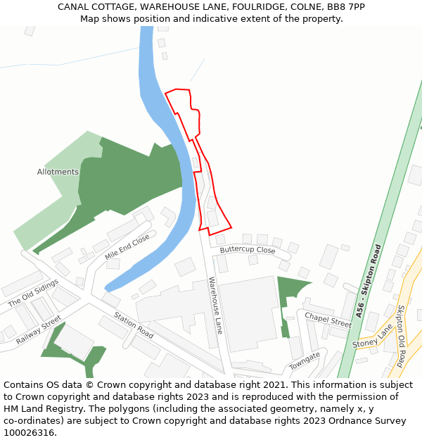 CANAL COTTAGE, WAREHOUSE LANE, FOULRIDGE, COLNE, BB8 7PP: Location map and indicative extent of plot
