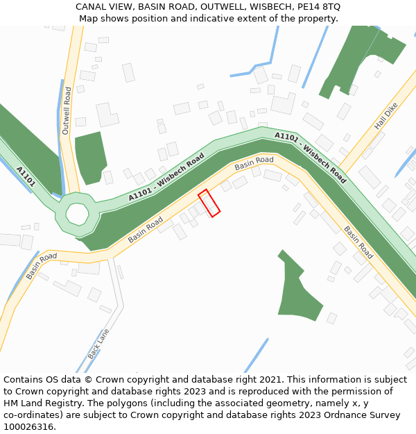 CANAL VIEW, BASIN ROAD, OUTWELL, WISBECH, PE14 8TQ: Location map and indicative extent of plot