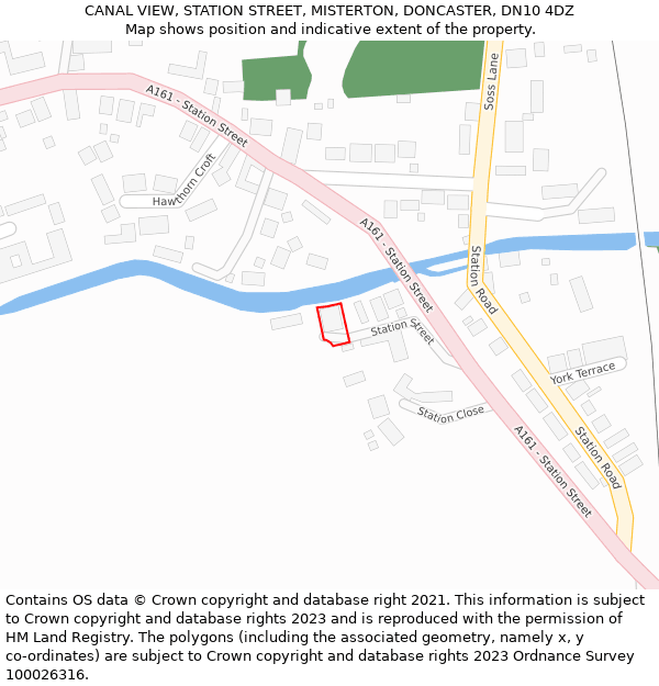 CANAL VIEW, STATION STREET, MISTERTON, DONCASTER, DN10 4DZ: Location map and indicative extent of plot