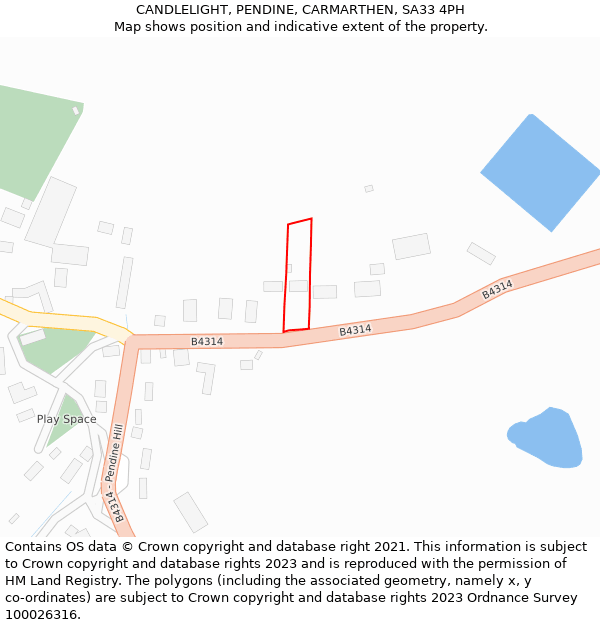 CANDLELIGHT, PENDINE, CARMARTHEN, SA33 4PH: Location map and indicative extent of plot