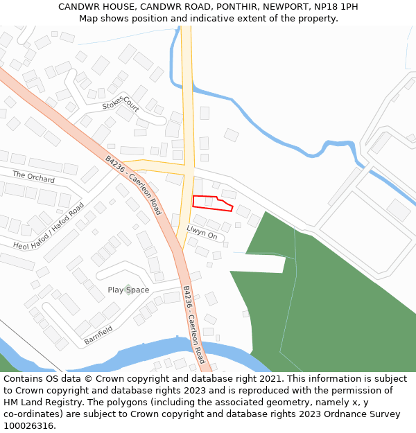 CANDWR HOUSE, CANDWR ROAD, PONTHIR, NEWPORT, NP18 1PH: Location map and indicative extent of plot