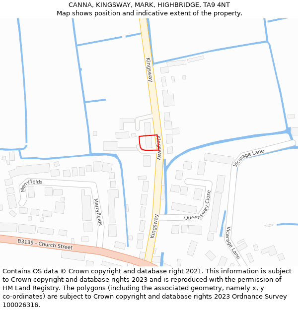 CANNA, KINGSWAY, MARK, HIGHBRIDGE, TA9 4NT: Location map and indicative extent of plot