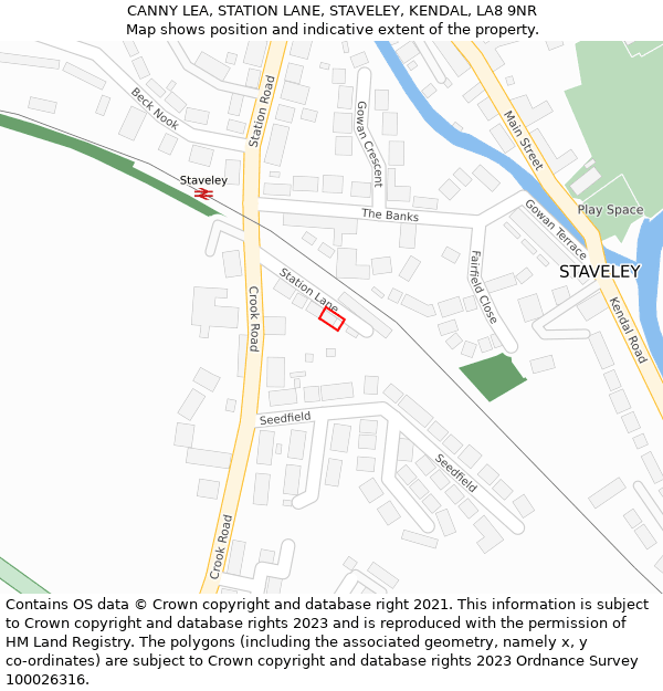CANNY LEA, STATION LANE, STAVELEY, KENDAL, LA8 9NR: Location map and indicative extent of plot