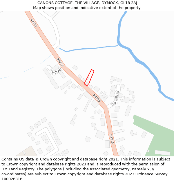 CANONS COTTAGE, THE VILLAGE, DYMOCK, GL18 2AJ: Location map and indicative extent of plot