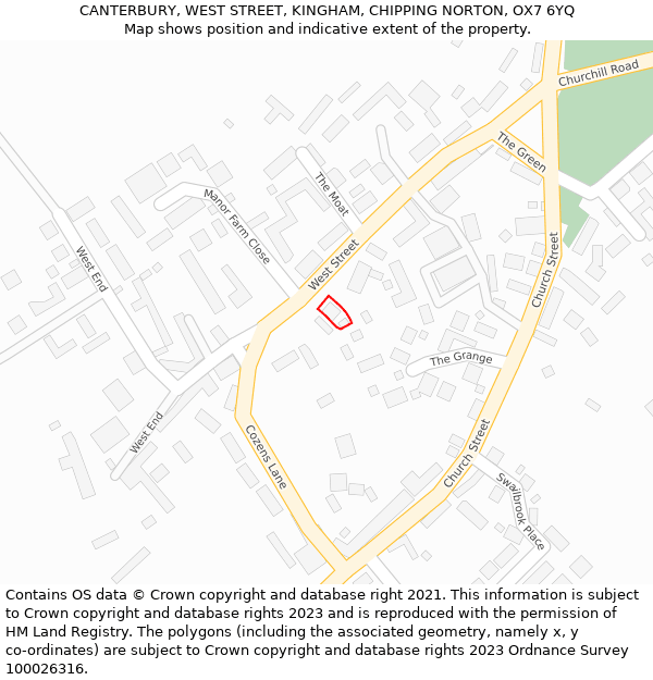 CANTERBURY, WEST STREET, KINGHAM, CHIPPING NORTON, OX7 6YQ: Location map and indicative extent of plot