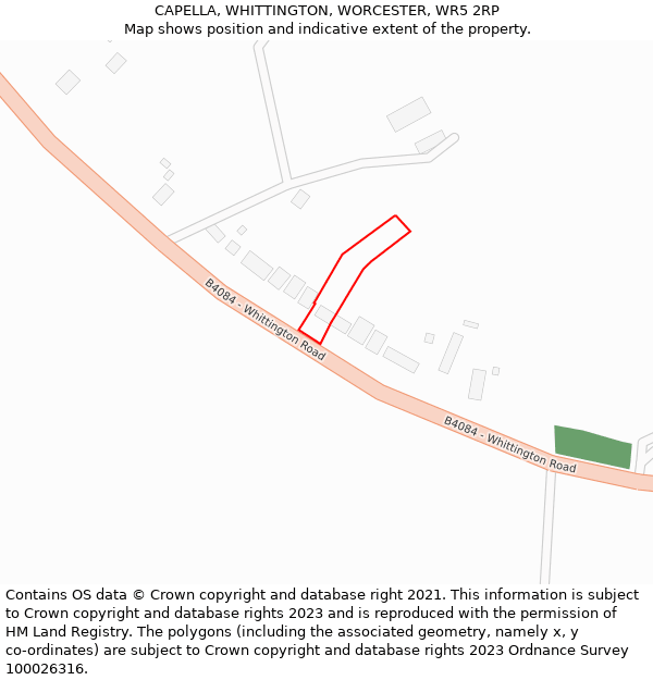 CAPELLA, WHITTINGTON, WORCESTER, WR5 2RP: Location map and indicative extent of plot