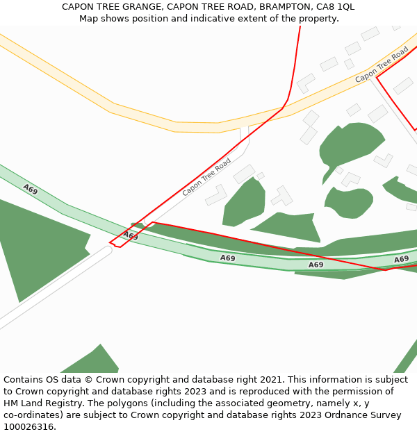 CAPON TREE GRANGE, CAPON TREE ROAD, BRAMPTON, CA8 1QL: Location map and indicative extent of plot