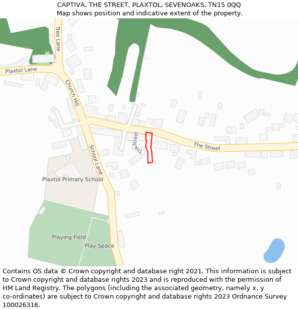 CAPTIVA, THE STREET, PLAXTOL, SEVENOAKS, TN15 0QQ: Location map and indicative extent of plot