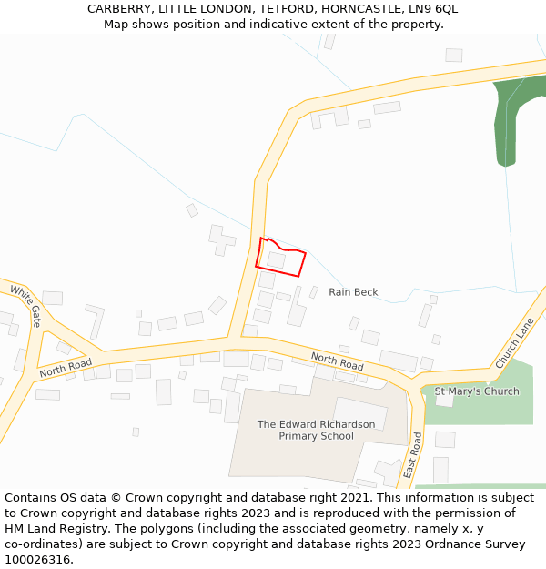 CARBERRY, LITTLE LONDON, TETFORD, HORNCASTLE, LN9 6QL: Location map and indicative extent of plot