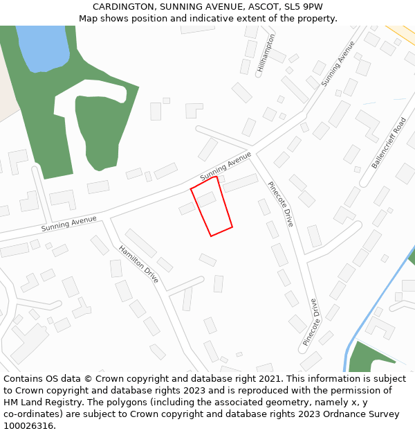 CARDINGTON, SUNNING AVENUE, ASCOT, SL5 9PW: Location map and indicative extent of plot