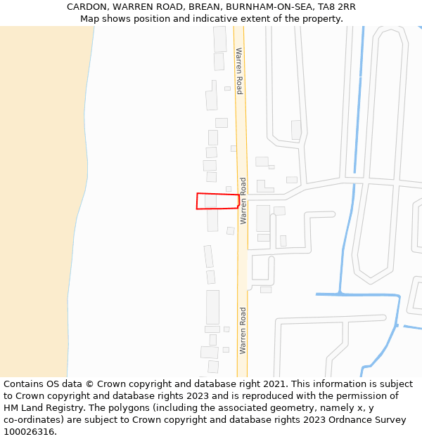 CARDON, WARREN ROAD, BREAN, BURNHAM-ON-SEA, TA8 2RR: Location map and indicative extent of plot