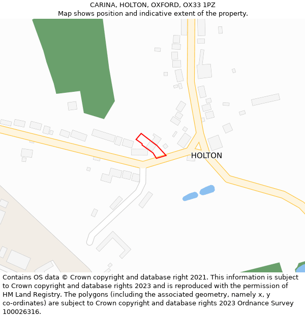 CARINA, HOLTON, OXFORD, OX33 1PZ: Location map and indicative extent of plot