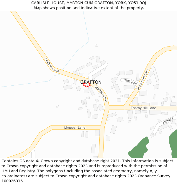 CARLISLE HOUSE, MARTON CUM GRAFTON, YORK, YO51 9QJ: Location map and indicative extent of plot