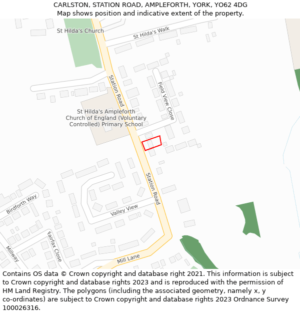 CARLSTON, STATION ROAD, AMPLEFORTH, YORK, YO62 4DG: Location map and indicative extent of plot