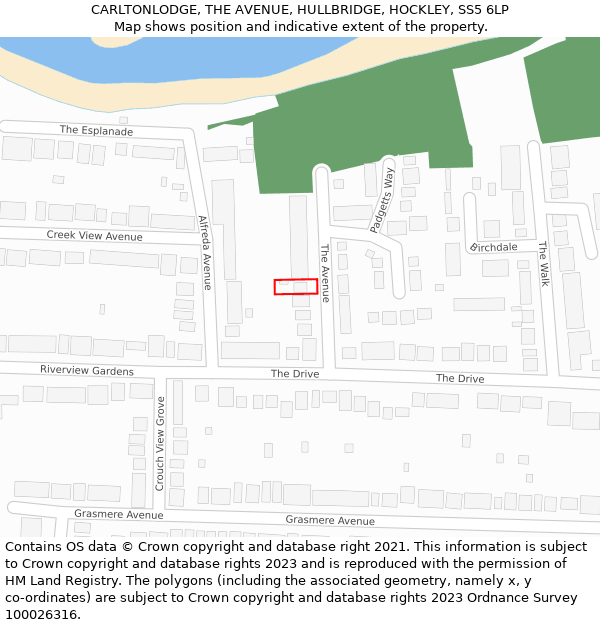 CARLTONLODGE, THE AVENUE, HULLBRIDGE, HOCKLEY, SS5 6LP: Location map and indicative extent of plot