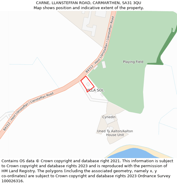 CARNE, LLANSTEFFAN ROAD, CARMARTHEN, SA31 3QU: Location map and indicative extent of plot
