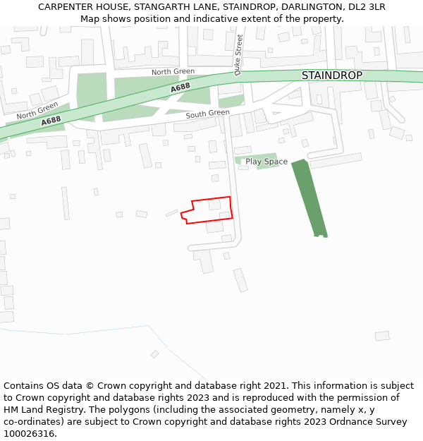CARPENTER HOUSE, STANGARTH LANE, STAINDROP, DARLINGTON, DL2 3LR: Location map and indicative extent of plot