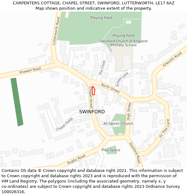 CARPENTERS COTTAGE, CHAPEL STREET, SWINFORD, LUTTERWORTH, LE17 6AZ: Location map and indicative extent of plot