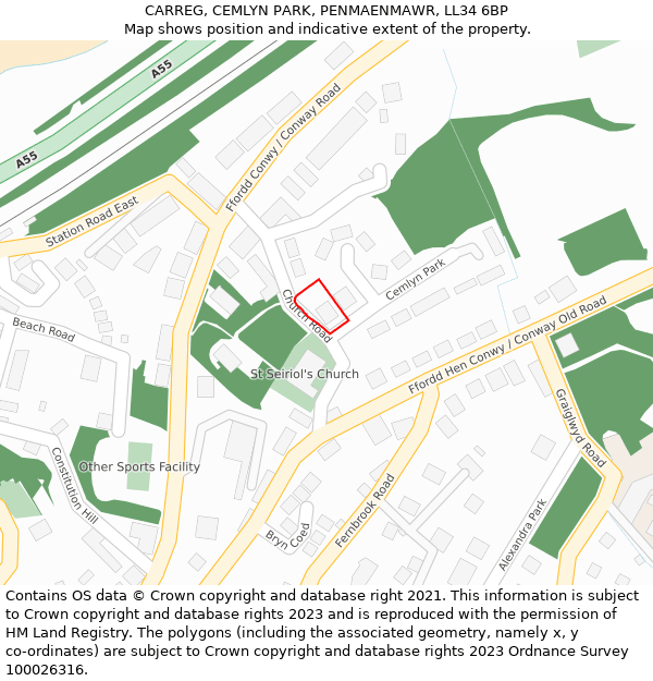CARREG, CEMLYN PARK, PENMAENMAWR, LL34 6BP: Location map and indicative extent of plot