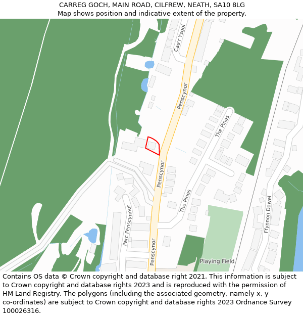 CARREG GOCH, MAIN ROAD, CILFREW, NEATH, SA10 8LG: Location map and indicative extent of plot