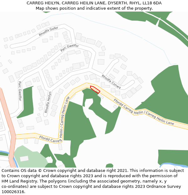 CARREG HEILYN, CARREG HEILIN LANE, DYSERTH, RHYL, LL18 6DA: Location map and indicative extent of plot