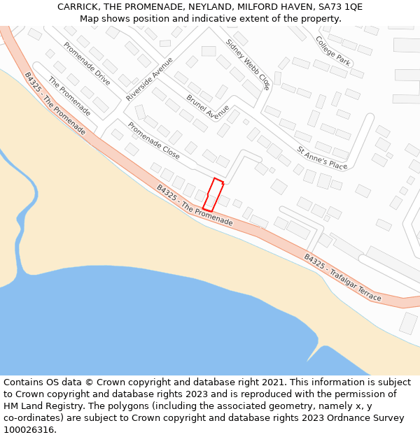 CARRICK, THE PROMENADE, NEYLAND, MILFORD HAVEN, SA73 1QE: Location map and indicative extent of plot