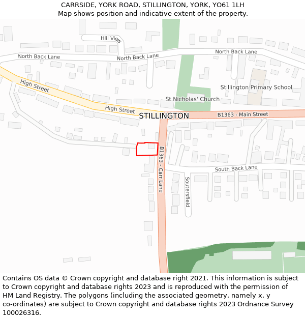 CARRSIDE, YORK ROAD, STILLINGTON, YORK, YO61 1LH: Location map and indicative extent of plot