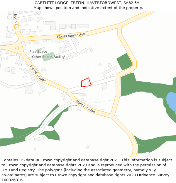 CARTLETT LODGE, TREFIN, HAVERFORDWEST, SA62 5AL: Location map and indicative extent of plot