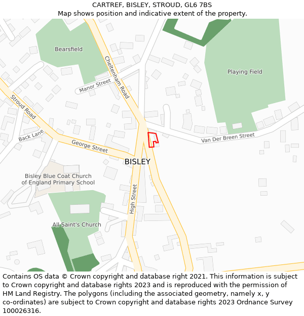 CARTREF, BISLEY, STROUD, GL6 7BS: Location map and indicative extent of plot