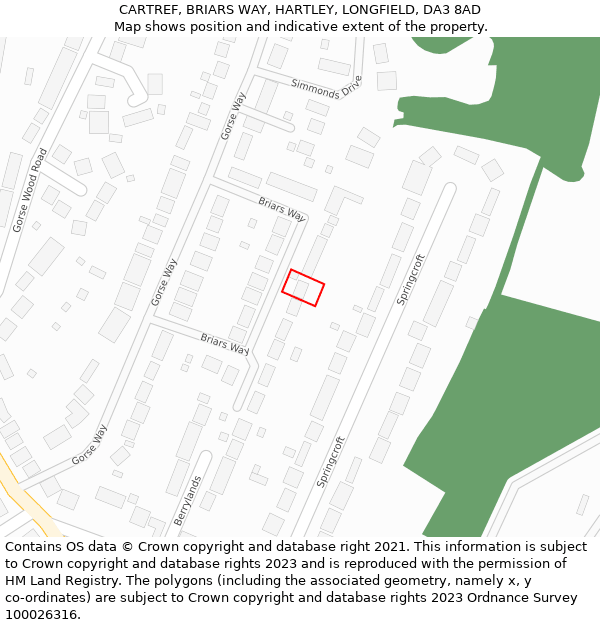 CARTREF, BRIARS WAY, HARTLEY, LONGFIELD, DA3 8AD: Location map and indicative extent of plot