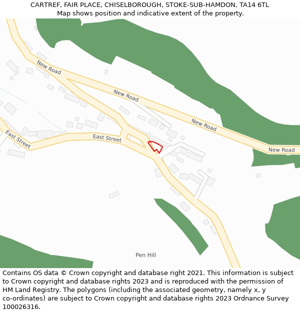 CARTREF, FAIR PLACE, CHISELBOROUGH, STOKE-SUB-HAMDON, TA14 6TL: Location map and indicative extent of plot