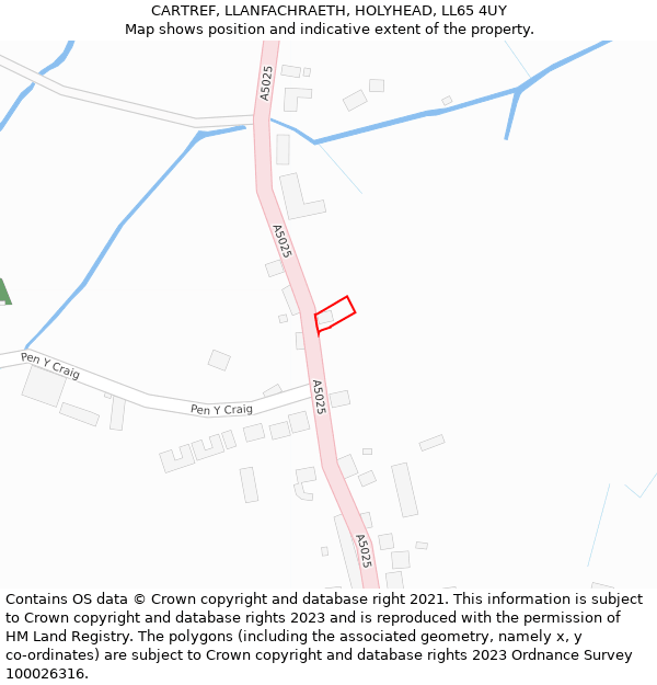 CARTREF, LLANFACHRAETH, HOLYHEAD, LL65 4UY: Location map and indicative extent of plot