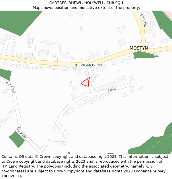 CARTREF, RHEWL, HOLYWELL, CH8 9QU: Location map and indicative extent of plot