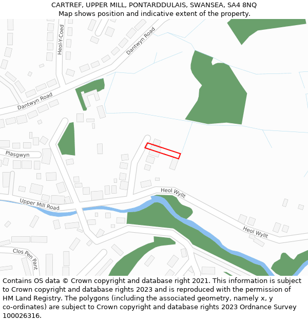 CARTREF, UPPER MILL, PONTARDDULAIS, SWANSEA, SA4 8NQ: Location map and indicative extent of plot
